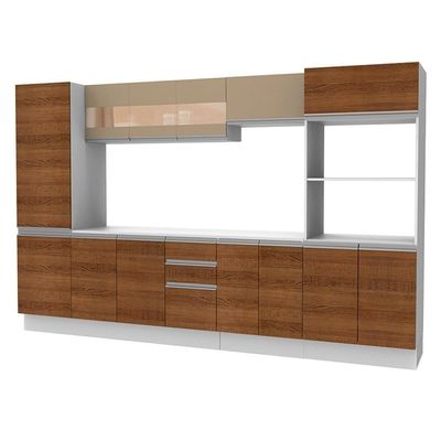 Cozinha Completa 300 Cm Modulada Com Armário, Balcão E Tampo