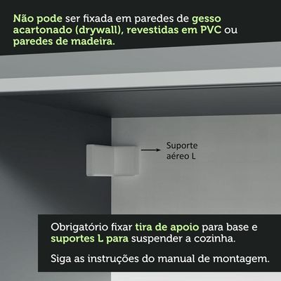 Armário De Cozinha Completa Suspenso 300cm Cinza