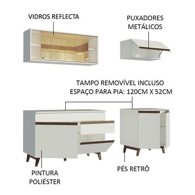 Cozinha Completa Reims com Armário e Balcão Branco Madesa