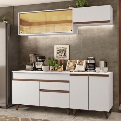 Cozinha Completa Reims com Armário e Balcão Branco Madesa