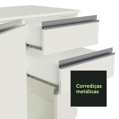 Armário De Cozinha Completa 100% Mdf 300cm Frentes Branco Smart Madesa 02 Branco