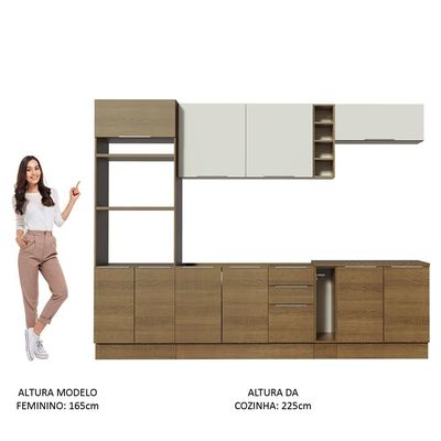 Cozinha Completa Madesa Stella 290001 com Armário e Balcão