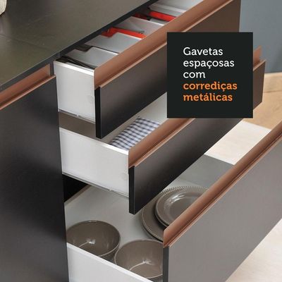 Cozinha Completa 250003 Com Armário E Balcão Preto Preto
