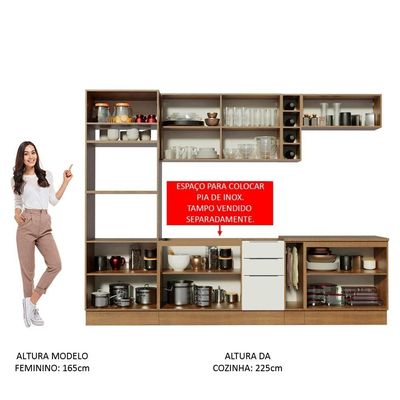 Cozinha Completa Madesa Stella 290001 com Armário e Balcão