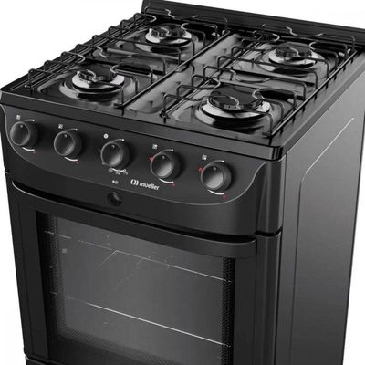 Fogão Mueller 4 Bocas Com Mesa Esmaltada Mfi4bc Preto Bivolt