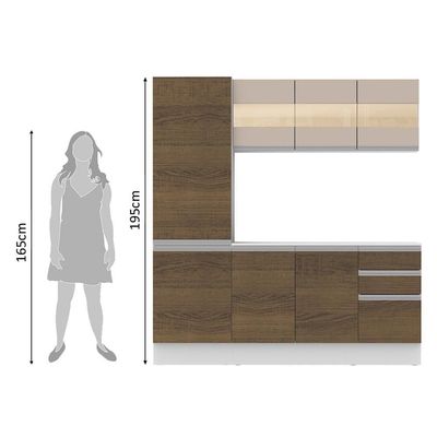 Cozinha Compacta 170 Cm Modulada Com Armário, Balcão E Tampo