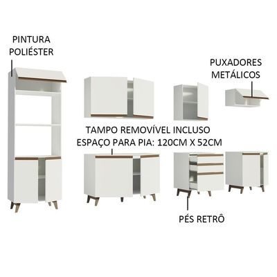 Cozinha Completa Reims com Armário e Balcão Branco Madesa