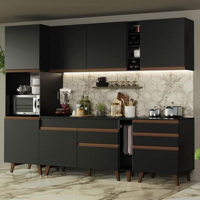 Cozinha Completa Madesa Reims Com Armário E Balcão Preto