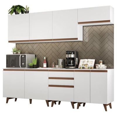 Cozinha Completa Reims com Armário e Balcão Branco Madesa