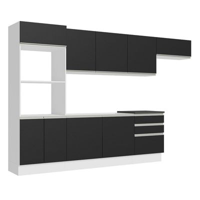 Armário De Cozinha Completa 100% Mdf 330cm 06 Branco/preto