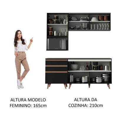 Cozinha Reims 180002 com Armário e Balcão Preto