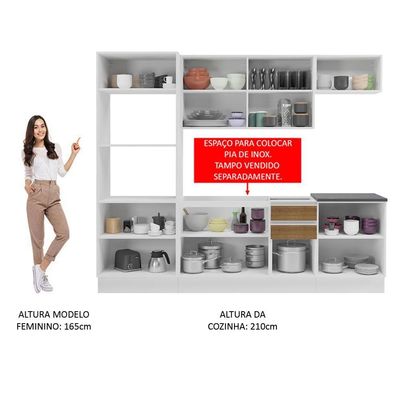Cozinha Completa 100% Mdf Madesa Acordes Branco Rustic