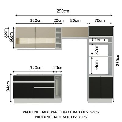 Cozinha Completa Cristal Armário e Balcão (sem Tampo E Pia)