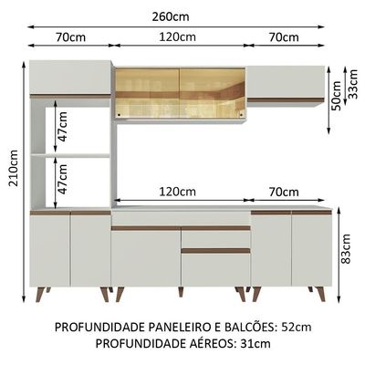 Cozinha Completa Reims com Armário e Balcão Branco Madesa