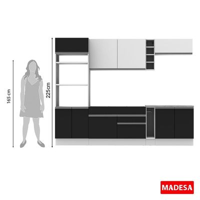 Cozinha Completa Vicenza Preto/Branco Armário Balcão Madesa