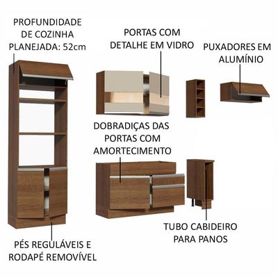 Cozinha Completa Madesa Vicenza com Armário e Balcão + Tampo