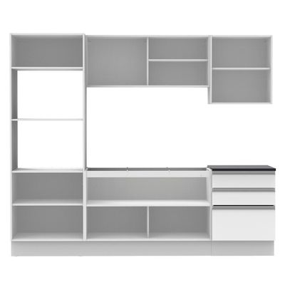 Cozinha Acordes Glamy Armário Torre Balcão MDF Branco Madesa