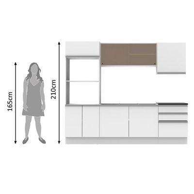 Cozinha Acordes Glamy Armário Torre Balcão MDF Branco Madesa