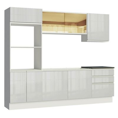 Cozinha Acordes Glamy Armário Torre Balcão MDF Branco Madesa