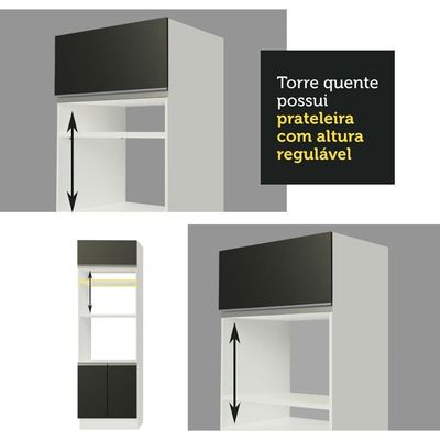 Armário De Cozinha 310cm Branco/Preto 02 Branco/Preto
