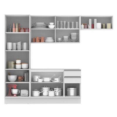 Cozinha Acordes Glamy Branco 100% MDF Armário Balcão Madesa