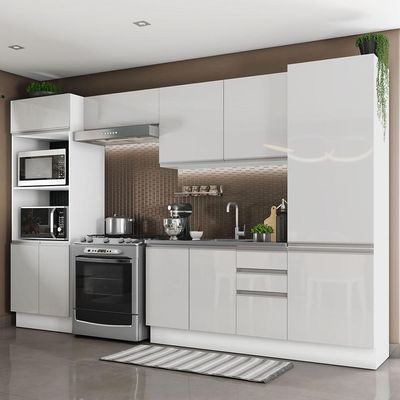 Cozinha Acordes Glamy Branco 100% MDF 11 Portas Madesa