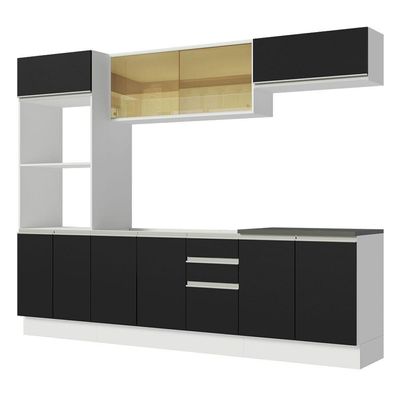 Armário De Cozinha Completa 100% Mdf 270cm 07 Branco/preto