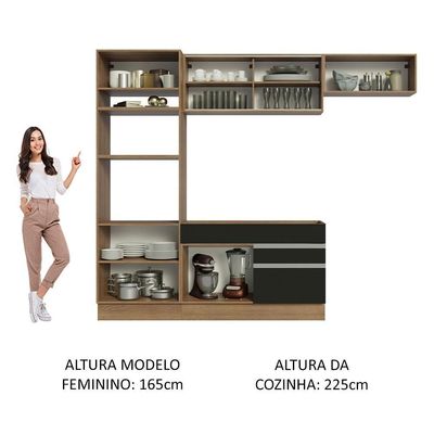 Cozinha Completa 270011 Com Armário E Balcão Rustic/Preto