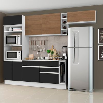 Cozinha Safira com Armário e Balcão sem Tampo e Pia Madesa