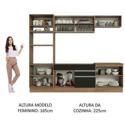 Cozinha Completa 270010 Com Armário E Balcão Rustic/Preto