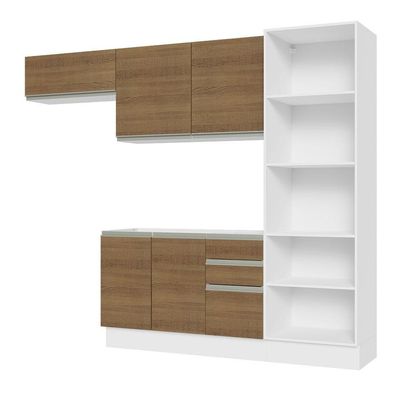 Armário De Cozinha 260cm Branco/Rustic