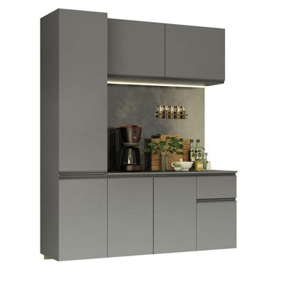 Armário De Cozinha Completa Suspenso 160cm Cinza Nice Madesa 02 Cinza