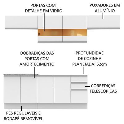 Cozinha Completa Mariana com Armário e Balcão Madesa