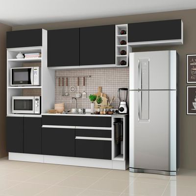 Cozinha Completa Madesaa Com Armário E Balcão Branco/preto