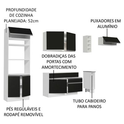 Cozinha Completa Madesaa Com Armário E Balcão Branco/preto