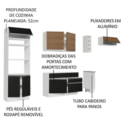 Cozinha Completa Safira com Armário e Balcão + Tampo Madesa