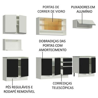 Cozinha Completa Armário Balcão Branco/preto/branco Madesa