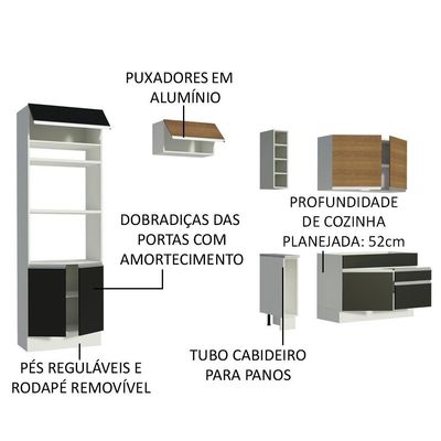 Cozinha Jade com Armário e Balcão sem Tampo e Pia Madesa