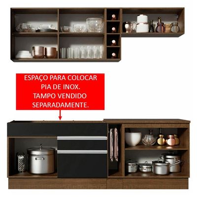 Cozinha Parma com Armário e Balcão sem Tampo e Pia Madesa