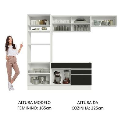 Cozinha Completa 270011 Com Armário E Balcão Branco/Preto