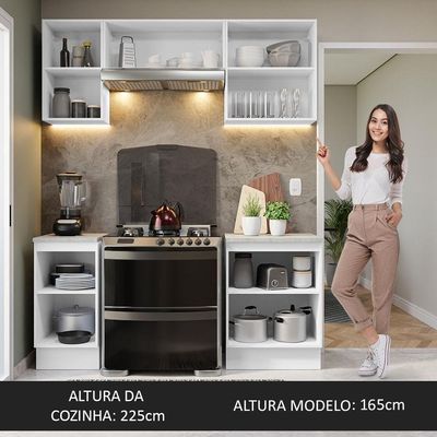 Armário De Cozinha 180Cm Glamy 12 Branco/Rustic