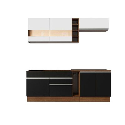 Cozinha Completa Armário e Balcão Madesa Rustic/Preto/Branco