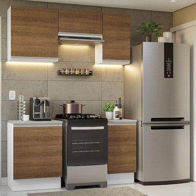 Armário De Cozinha 160Cm Glamy 07 Branco/Rustic