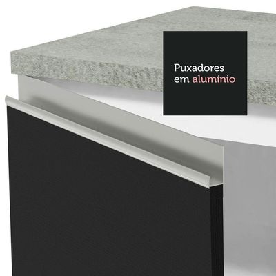 Armário De Cozinha 260Cm Branco/Preto Glamy 04 Branco/Preto