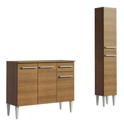 Cozinha Compacta Emilly Silver com Balcão e Paneleiro Madesa