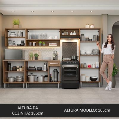 Cozinha Completa Com Armário E Balcão Rustic/Cinza