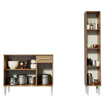 Cozinha Compacta Emilly Silver com Balcão e Paneleiro Madesa