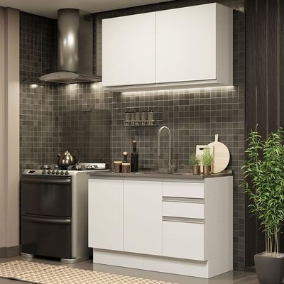 Cozinha Compacta 120003 Com Armário E Balcão Branco Branco
