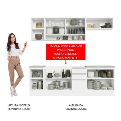 Cozinha Completa Glamy Com Armário E Balcão sem Tampo E Pia