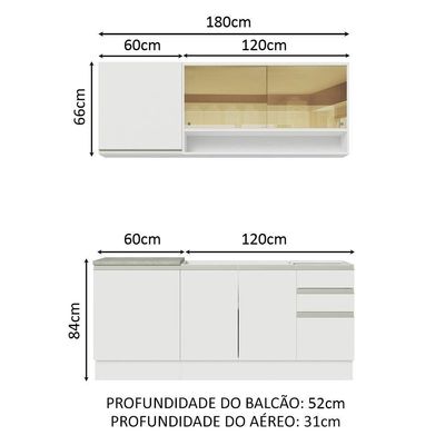 Cozinha Completa 180006 Com Armário E Balcão Branco Branco